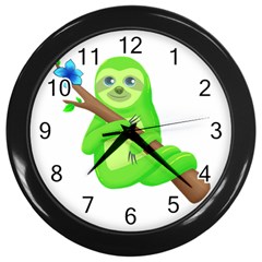 Sloth Branch Cartoon Fantasy Wall Clock (black) by Semog4