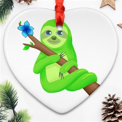 Sloth Branch Cartoon Fantasy Heart Ornament (two Sides) by Semog4