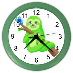 Sloth Branch Cartoon Fantasy Color Wall Clock by Semog4