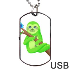 Sloth Branch Cartoon Fantasy Dog Tag Usb Flash (one Side) by Semog4