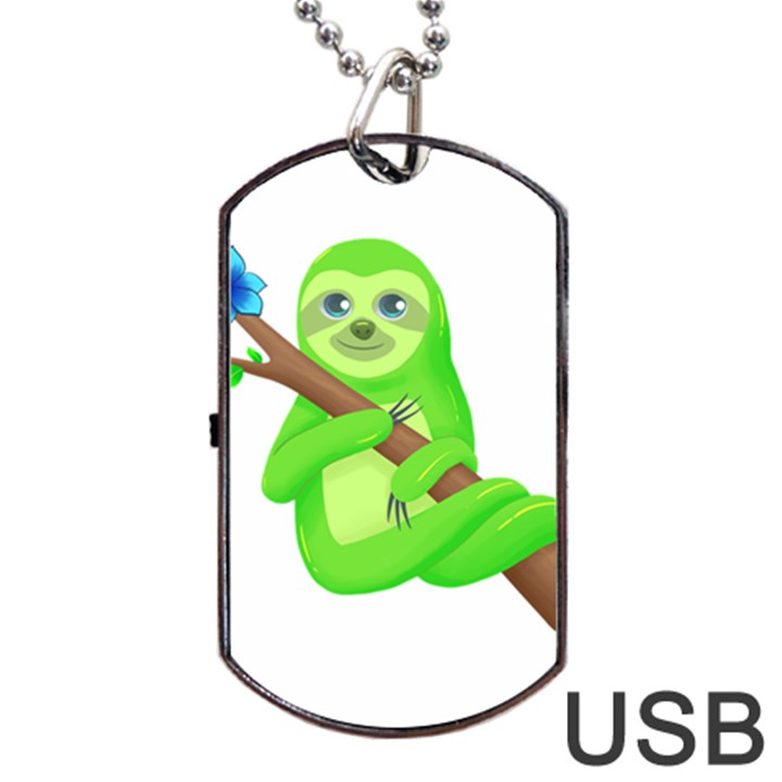 Sloth Branch Cartoon Fantasy Dog Tag USB Flash (One Side)