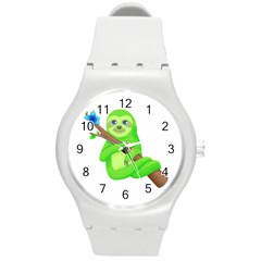 Sloth Branch Cartoon Fantasy Round Plastic Sport Watch (m) by Semog4