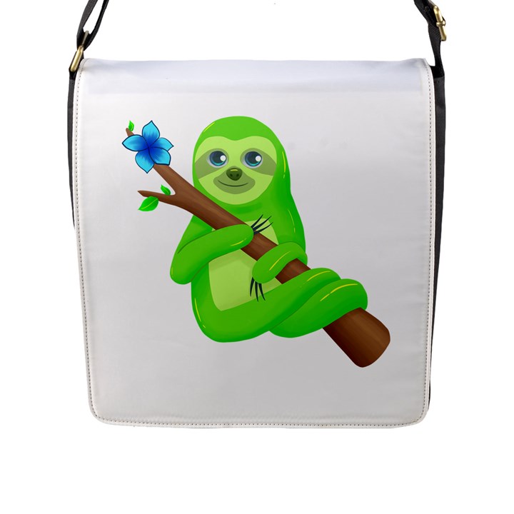 Sloth Branch Cartoon Fantasy Flap Closure Messenger Bag (L)