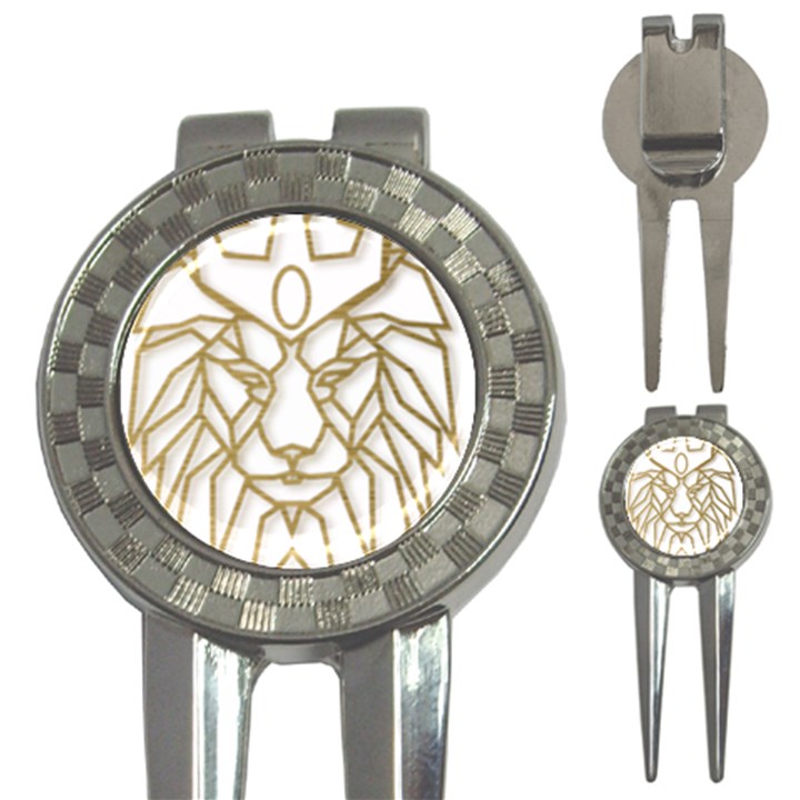 Lion Face Wildlife Crown 3-in-1 Golf Divots