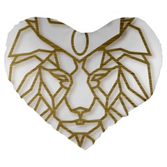 Lion Face Wildlife Crown Large 19  Premium Heart Shape Cushions by Semog4