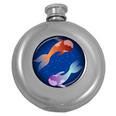 Koi Fish Carp Water Nature Animal Round Hip Flask (5 Oz) by Semog4