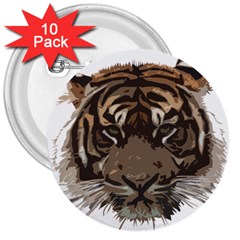 Tiger Comic Cartoon Animal 3  Buttons (10 Pack)  by Semog4