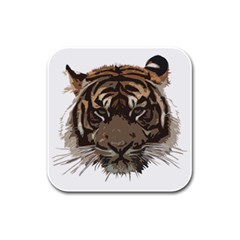 Tiger Comic Cartoon Animal Rubber Square Coaster (4 Pack) by Semog4