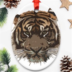 Tiger Comic Cartoon Animal Oval Ornament (two Sides) by Semog4