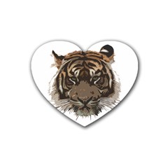 Tiger Comic Cartoon Animal Rubber Coaster (heart) by Semog4