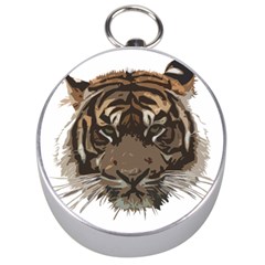 Tiger Comic Cartoon Animal Silver Compasses by Semog4