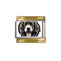 Dog Animal Puppy Pooch Pet Gold Trim Italian Charm (9mm) by Semog4