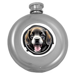 Dog Animal Puppy Pooch Pet Round Hip Flask (5 Oz) by Semog4