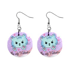 Cat Valentine-s Day Valentine Mini Button Earrings by Semog4