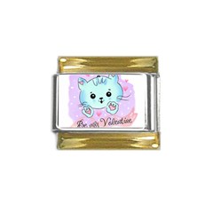 Cat Valentine-s Day Valentine Gold Trim Italian Charm (9mm) by Semog4