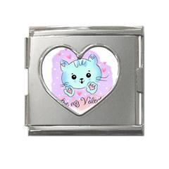 Cat Valentine-s Day Valentine Mega Link Heart Italian Charm (18mm) by Semog4