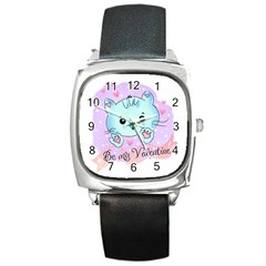 Cat Valentine-s Day Valentine Square Metal Watch by Semog4