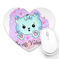 Cat Valentine-s Day Valentine Heart Mousepad by Semog4