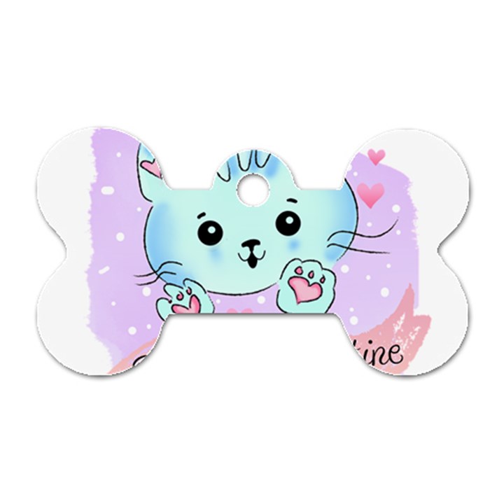 Cat Valentine-s Day Valentine Dog Tag Bone (One Side)