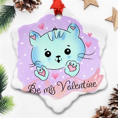 Cat Valentine-s Day Valentine Snowflake Ornament (two Sides) by Semog4