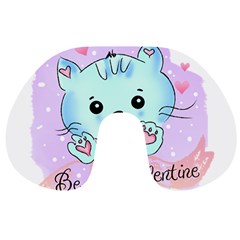 Cat Valentine-s Day Valentine Travel Neck Pillow by Semog4