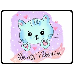 Cat Valentine-s Day Valentine Two Sides Fleece Blanket (large)