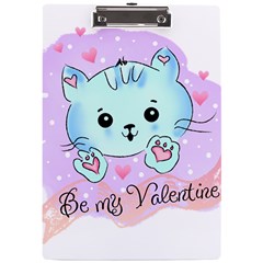 Cat Valentine-s Day Valentine A4 Acrylic Clipboard by Semog4