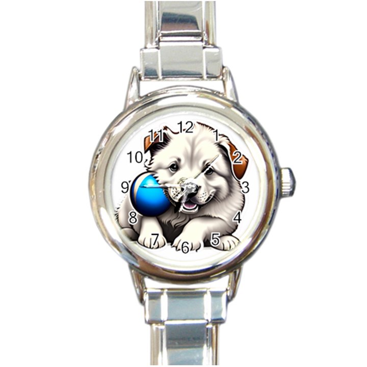 Dog Animal Pet Puppy Pooch Round Italian Charm Watch