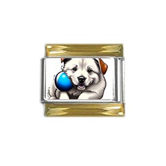 Dog Animal Pet Puppy Pooch Gold Trim Italian Charm (9mm) by Semog4