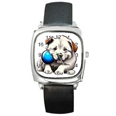 Dog Animal Pet Puppy Pooch Square Metal Watch by Semog4