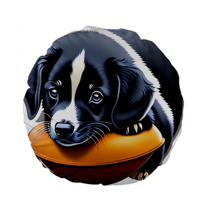 Dog Animal Cute Pet Puppy Pooch Standard 15  Premium Round Cushions