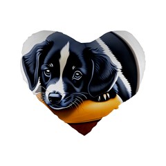 Dog Animal Cute Pet Puppy Pooch Standard 16  Premium Flano Heart Shape Cushions by Semog4