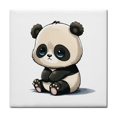 Cute Panda Bear Animal Cartoon Tile Coaster by Semog4