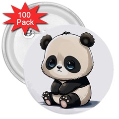 Cute Panda Bear Animal Cartoon 3  Buttons (100 Pack)  by Semog4