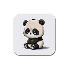 Cute Panda Bear Animal Cartoon Rubber Square Coaster (4 Pack) by Semog4