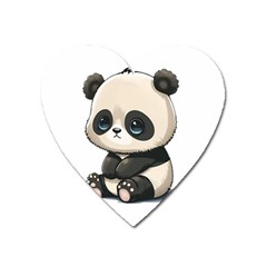 Cute Panda Bear Animal Cartoon Heart Magnet by Semog4