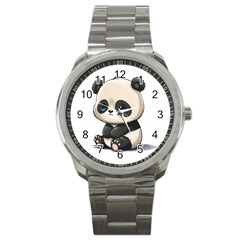 Cute Panda Bear Animal Cartoon Sport Metal Watch by Semog4