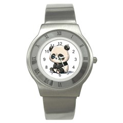 Cute Panda Bear Animal Cartoon Stainless Steel Watch by Semog4