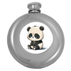 Cute Panda Bear Animal Cartoon Round Hip Flask (5 Oz) by Semog4