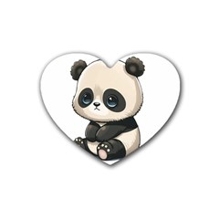 Cute Panda Bear Animal Cartoon Rubber Heart Coaster (4 Pack) by Semog4