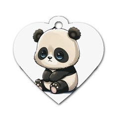 Cute Panda Bear Animal Cartoon Dog Tag Heart (two Sides) by Semog4