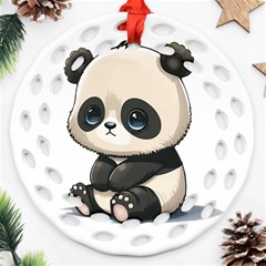 Cute Panda Bear Animal Cartoon Ornament (round Filigree) by Semog4