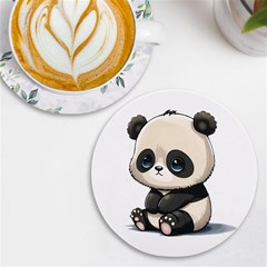 Cute Panda Bear Animal Cartoon Uv Print Round Tile Coaster by Semog4