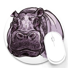 Hippopotamus Animal Wildlife Hippo Round Mousepad by Semog4