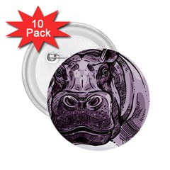 Hippopotamus Animal Wildlife Hippo 2 25  Buttons (10 Pack)  by Semog4