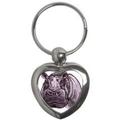 Hippopotamus Animal Wildlife Hippo Key Chain (heart) by Semog4