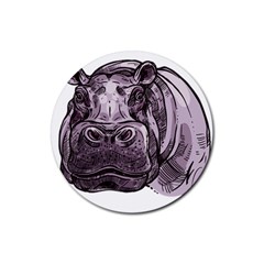 Hippopotamus Animal Wildlife Hippo Rubber Round Coaster (4 Pack) by Semog4