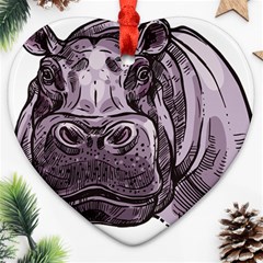 Hippopotamus Animal Wildlife Hippo Heart Ornament (two Sides) by Semog4