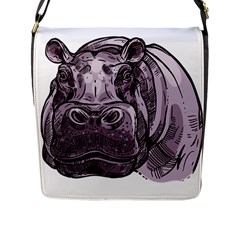 Hippopotamus Animal Wildlife Hippo Flap Closure Messenger Bag (l) by Semog4