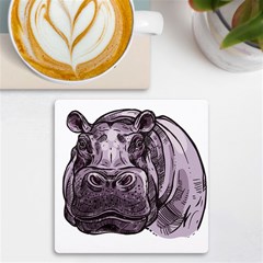 Hippopotamus Animal Wildlife Hippo Uv Print Square Tile Coaster  by Semog4